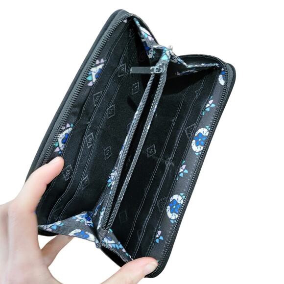 Vera Bradley Bramble Accordion Wallet Women's Black Blue‎ Purple RFID Zip - Picture 6 of 8